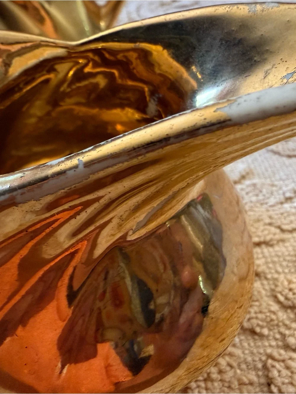 Pair of Decorative Gold Ceramic Creamer and Sugar